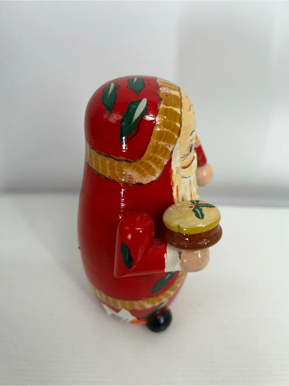 Vintage 5 Piece Russian Nesting Matryoshka Doll Santa Claus Hand Carved Painted